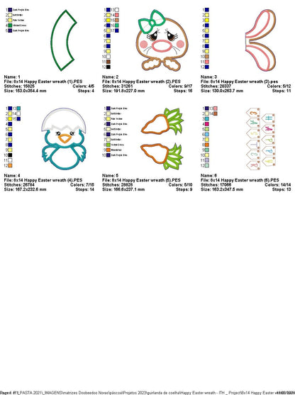 Happy Easter Wreath - ITH Project - Machine Embroidery Design