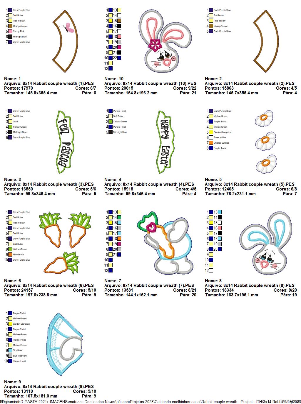 Rabbit Couple Wreath - ITH Project - Machine Embroidery Design