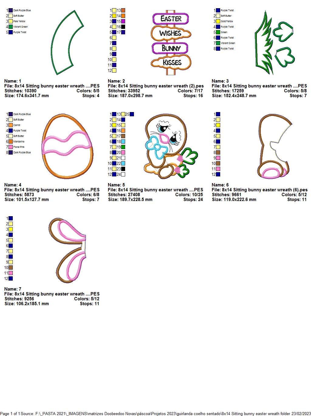 Sitting Bunny Easter Wreath - ITH Project - Machine Embroidery Design