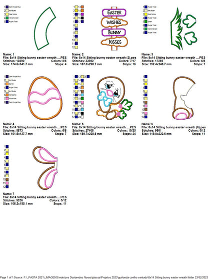 Sitting Bunny Easter Wreath - ITH Project - Machine Embroidery Design