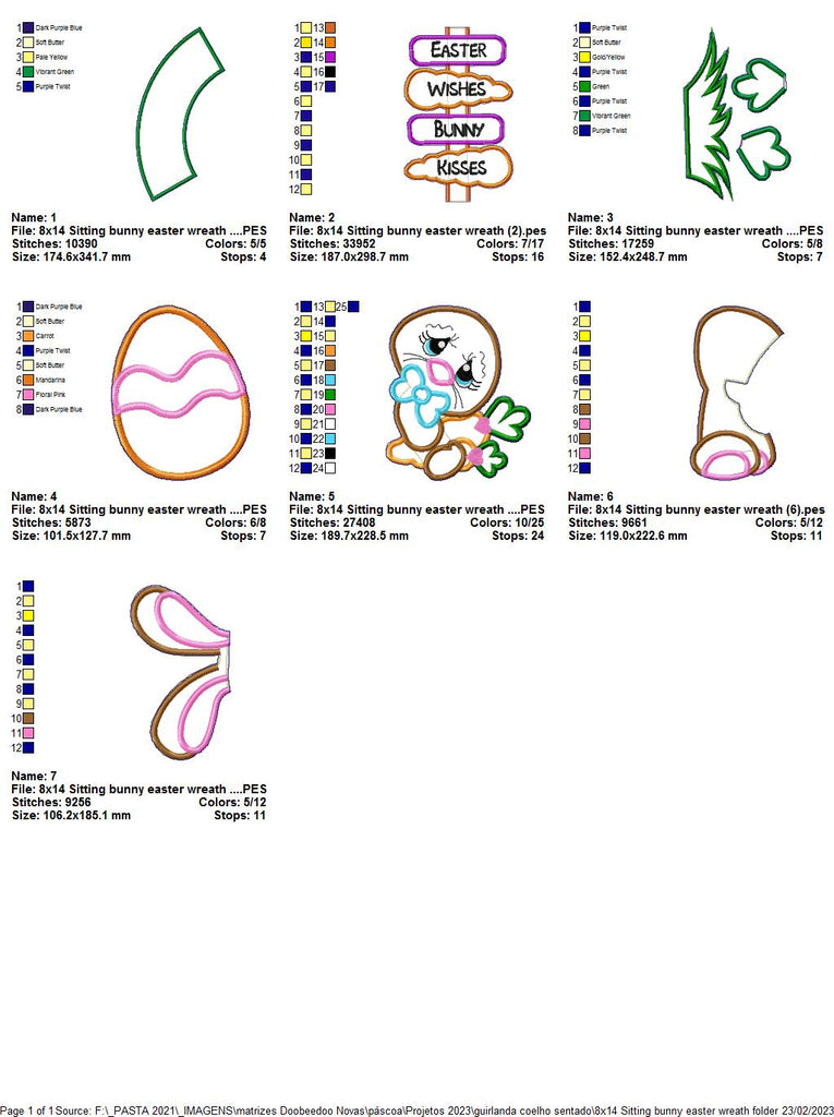 Sitting Bunny Easter Wreath - ITH Project - Machine Embroidery Design