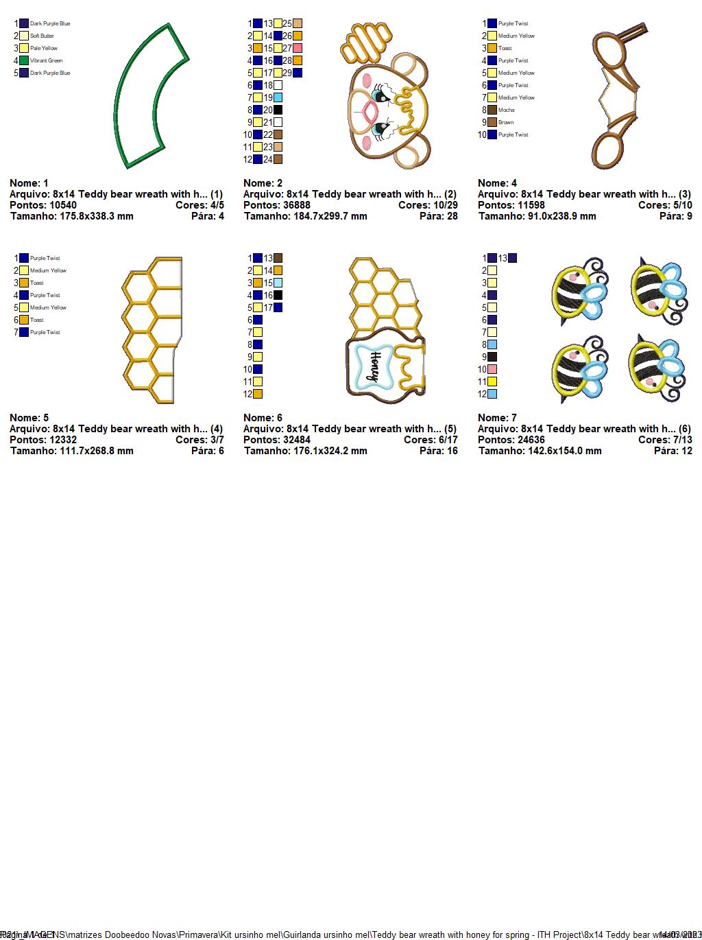 Teddy Bear Spring Honey Wreath - ITH Project - Machine Embroidery Design