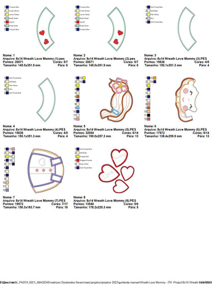 Wreath Love Mommy Mothers Day Ornament - ITH Project - Machine Embroidery Design