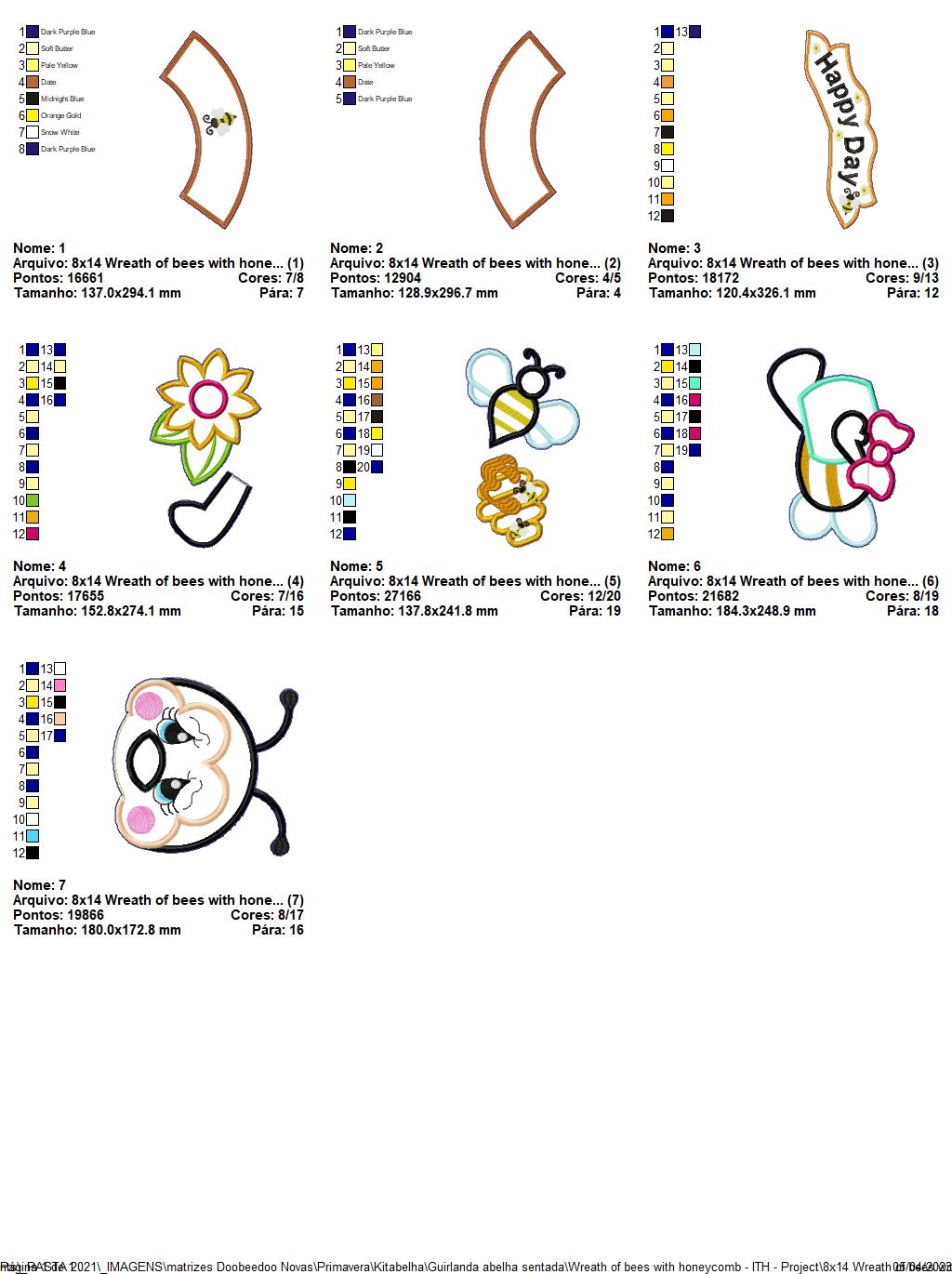 Bee Wreath with Honeycomb - ITH Project - Machine Embroidery Design