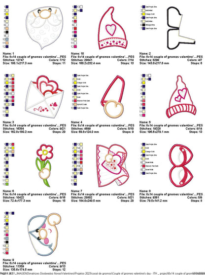 Gnomes Couple Valentine's Day - ITH Project - Machine Embroidery Design