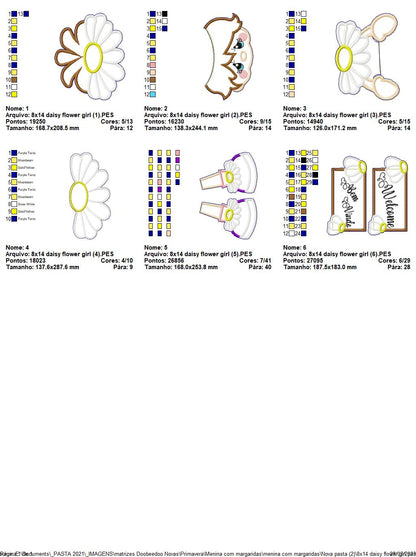 Daisy Flower Girl Spring Ornament - ITH Project - Machine Embroidery Design