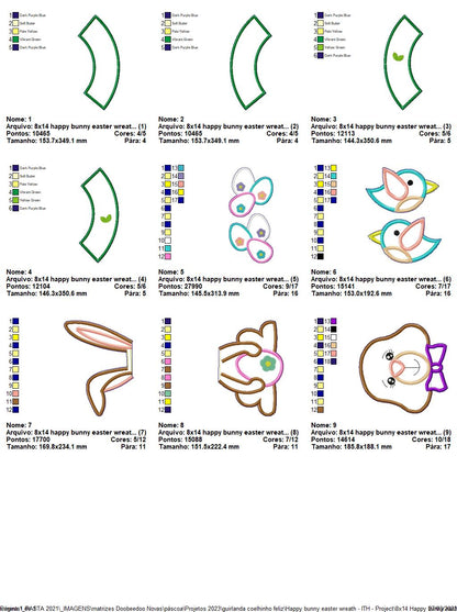 Happy Bunny Easter Wreath - ITH Project - Machine Embroidery Design