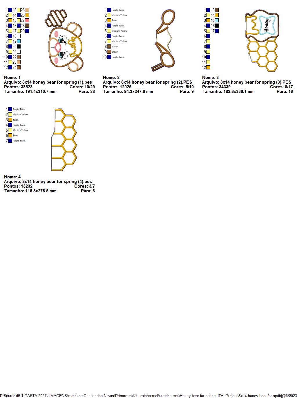 Honey Spring Bear - ITH Project - Machine Embroidery Design