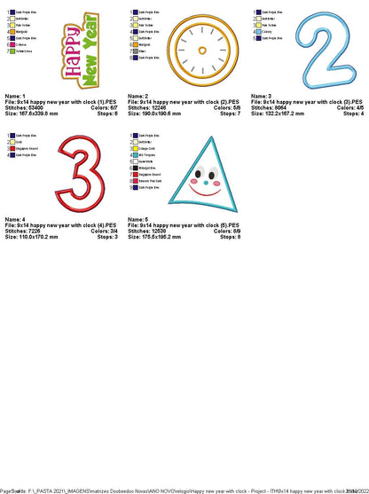 Happy New Year 2025 with Clock - ITH Project - Machine Embroidery Design