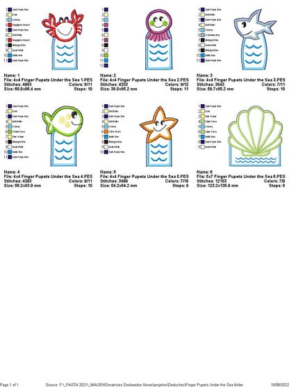 Finger Pupets Under the Sea - ITH Project - Machine Embroidery Design