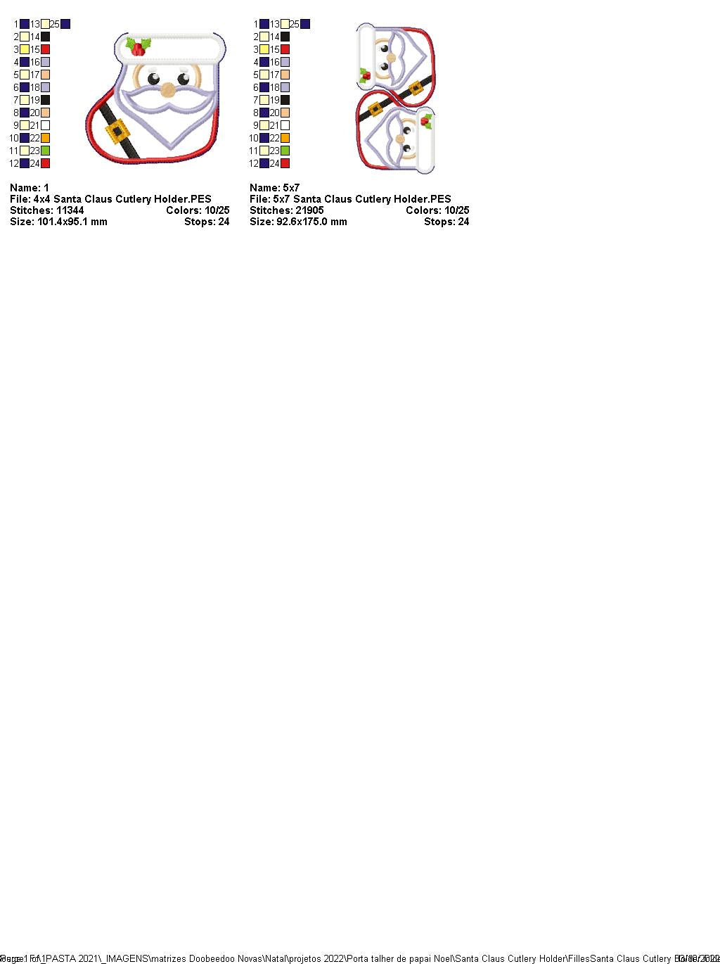 Santa Claus Cutlery Holder - ITH Project - Machine Embroidery Design
