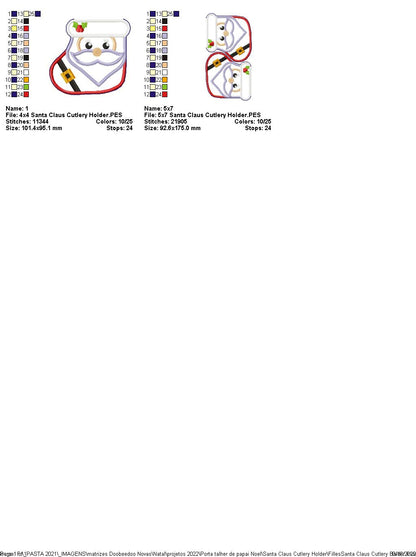 Santa Claus Cutlery Holder - ITH Project - Machine Embroidery Design