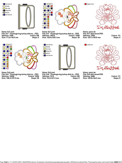 Thanksgiving Turkey Dish Towel Hanger - ITH Project - Machine Embroidery Design