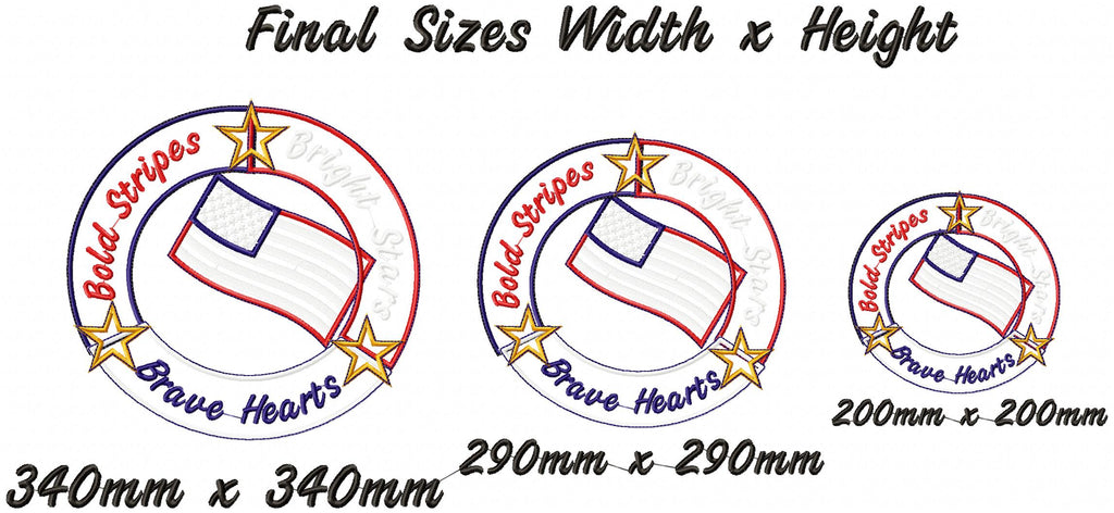 4th of July Brave Hearts Wreath - ITH Project - Machine Embroidery Design
