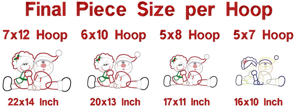 Christmas Santa Claus and Mrs Claus in Love - ITH Project - Machine Embroidery Design