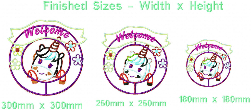 Unicorn Welcome Wreath - ITH Project - Machine Embroidery Design