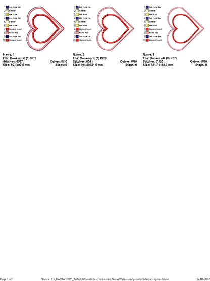 Heart Bookmarker - ITH Project - Machine Embroidery Design