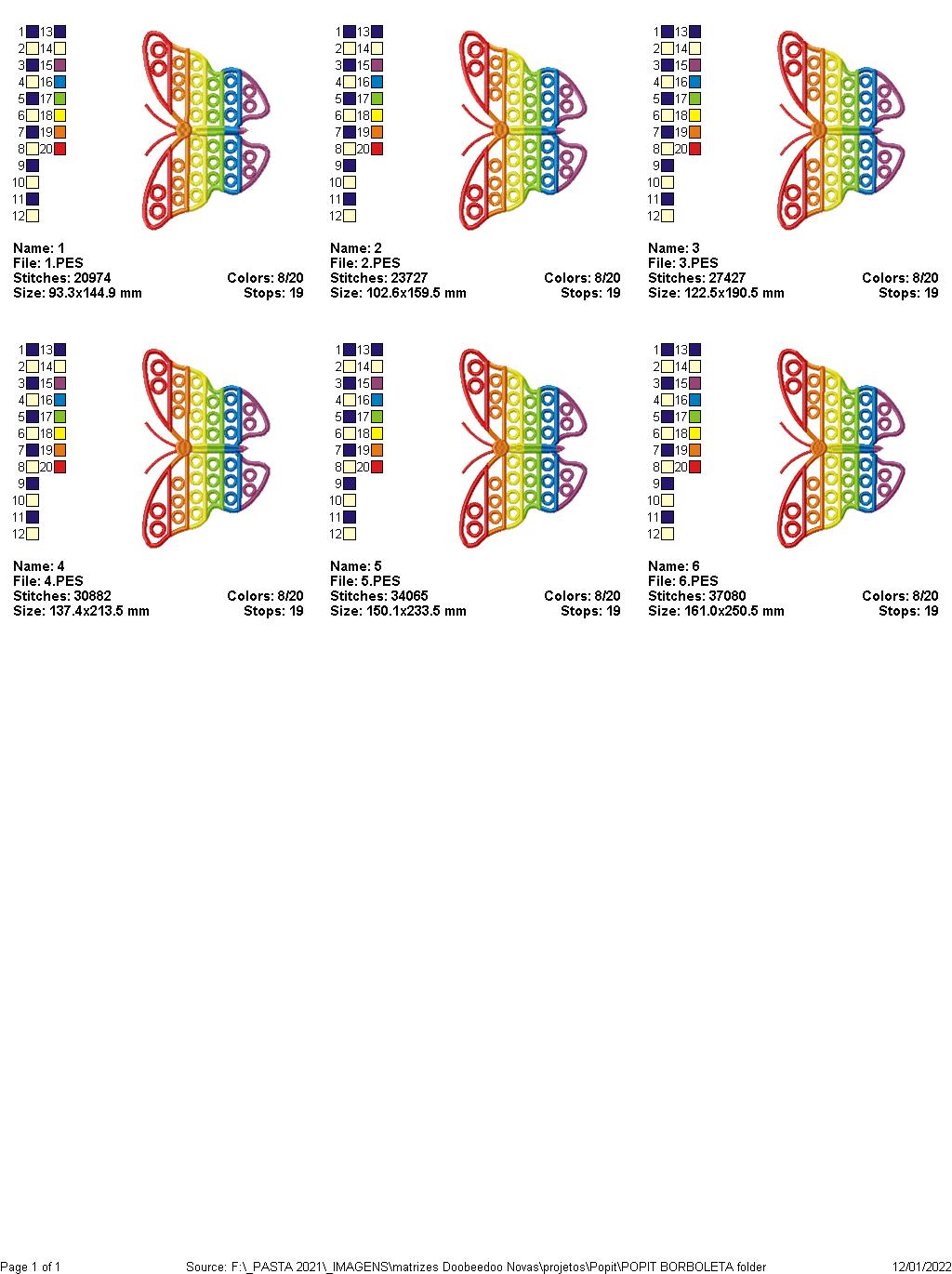 Butterfly Pop It  - Applique - Machine Embroidery Design