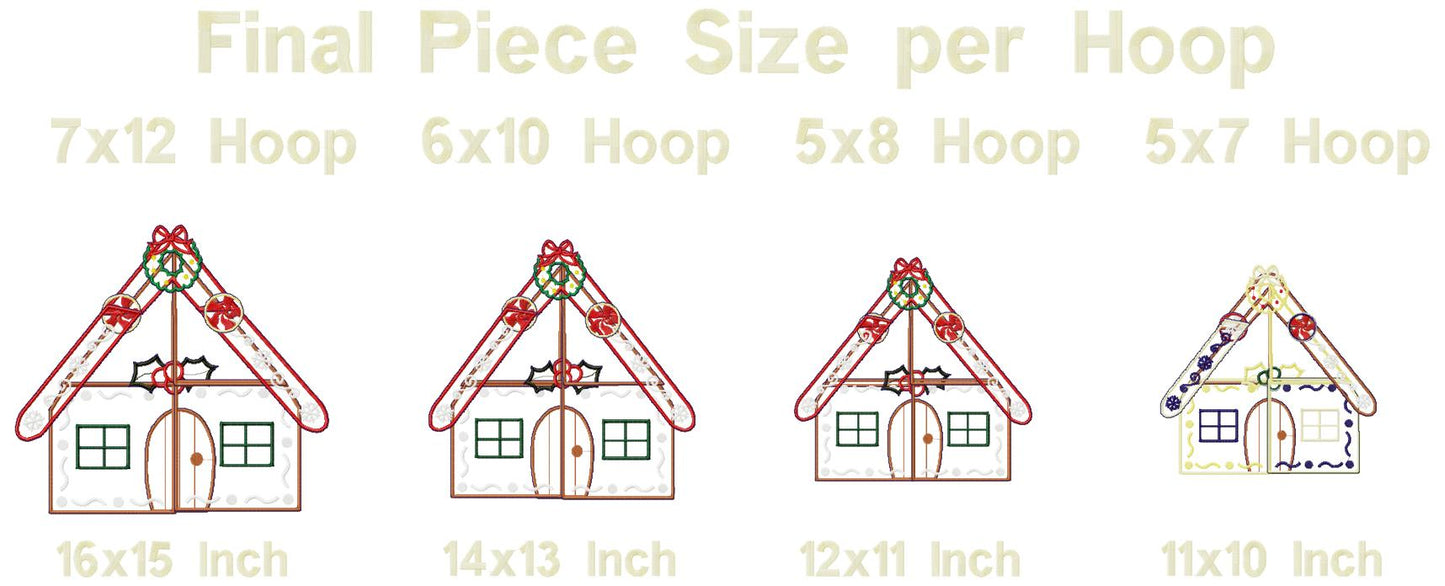 Gingerbread House With Windows - ITH Project - Machine Embroidery Design