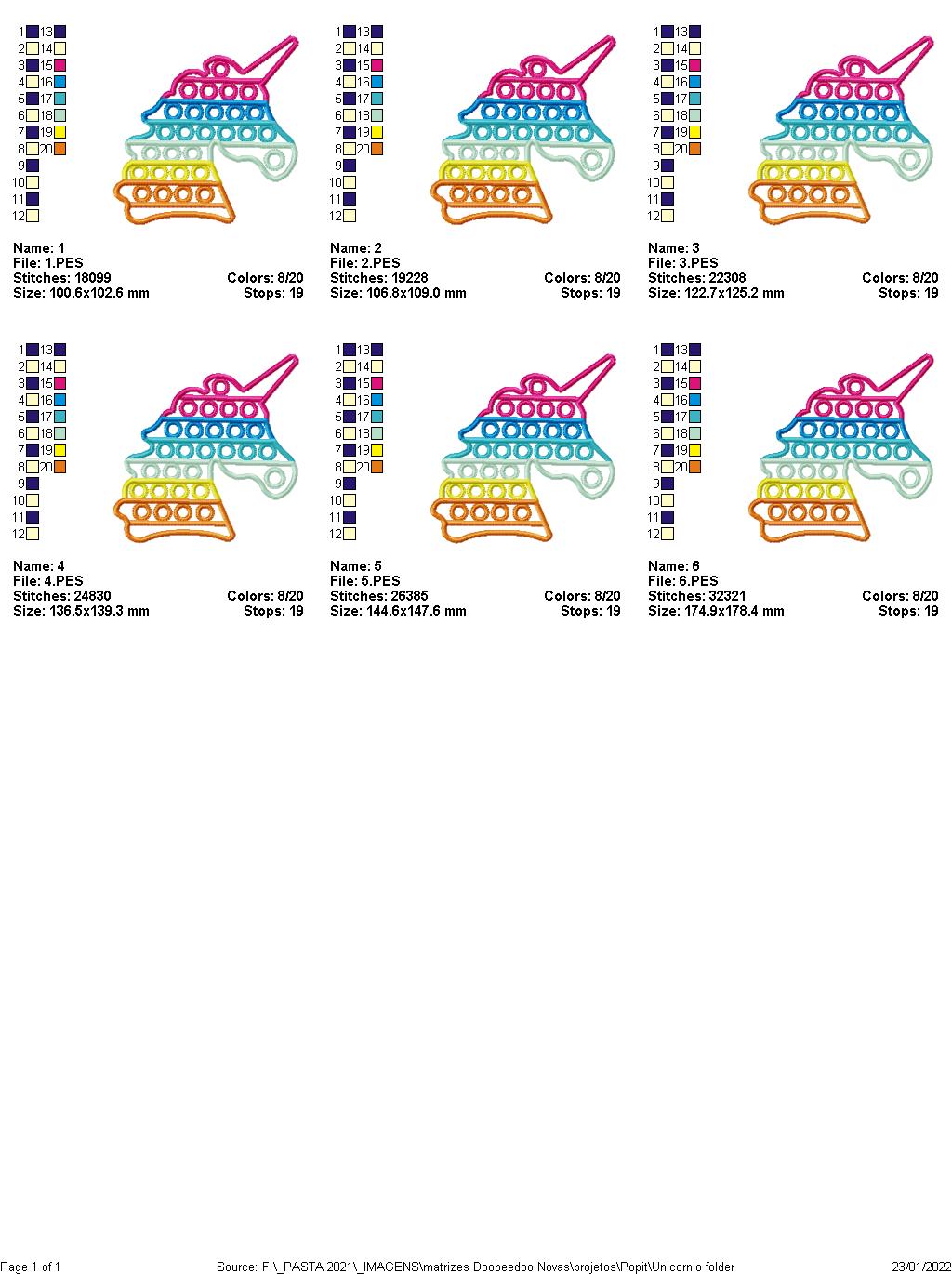 Unicorn Pop It  - Applique - Machine Embroidery Design