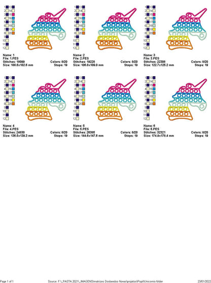 Unicorn Pop It  - Applique - Machine Embroidery Design