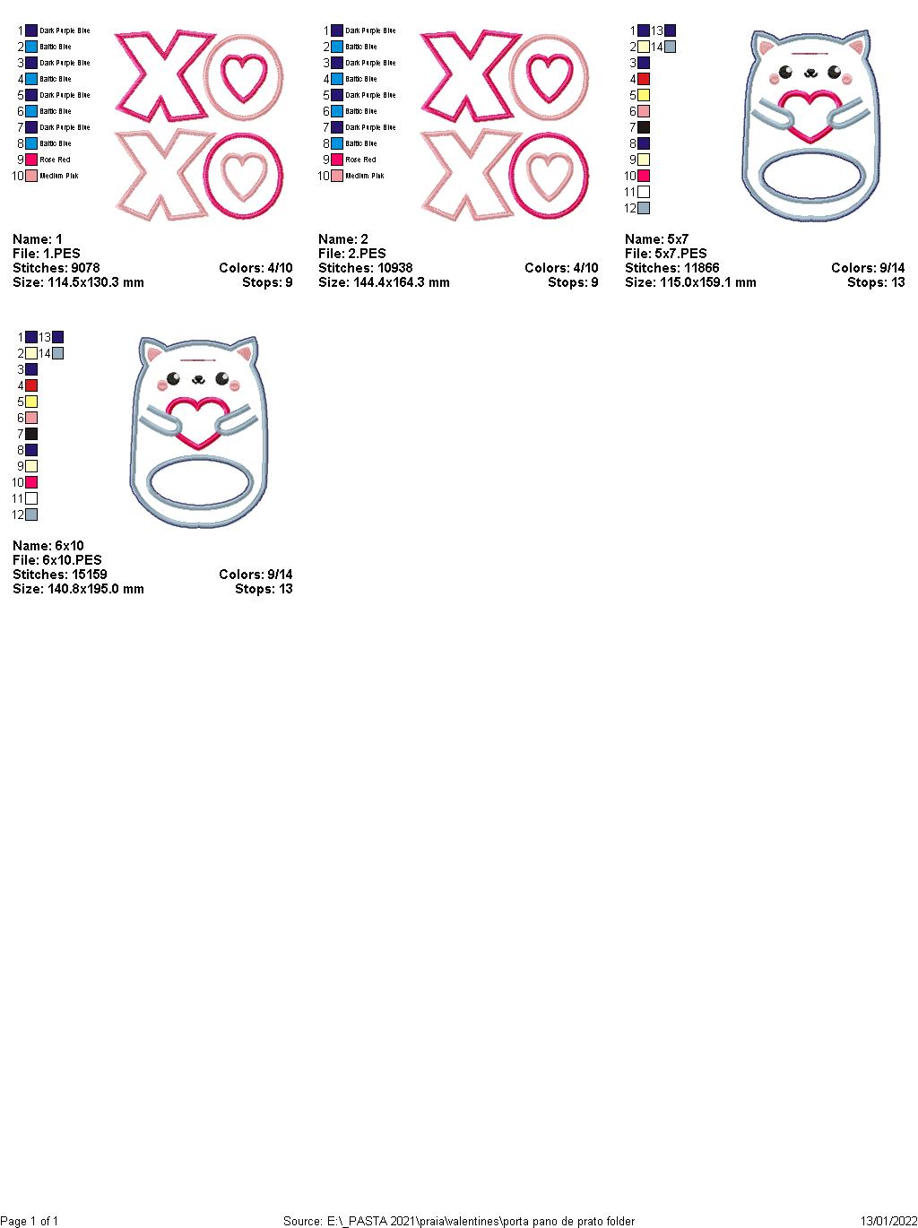 Love Kitty Dish Cloth Hanger - ITH Project - Machine Embroidery Design