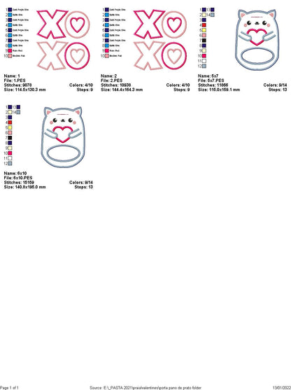 Love Kitty Dish Cloth Hanger - ITH Project - Machine Embroidery Design