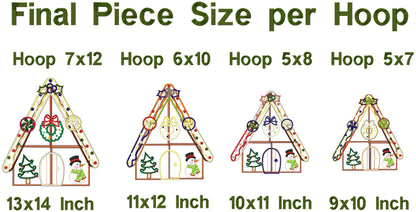 Reindeer Gift and Gingerbread House - Set of 2 Designs - ITH Project - Machine Embroidery Design