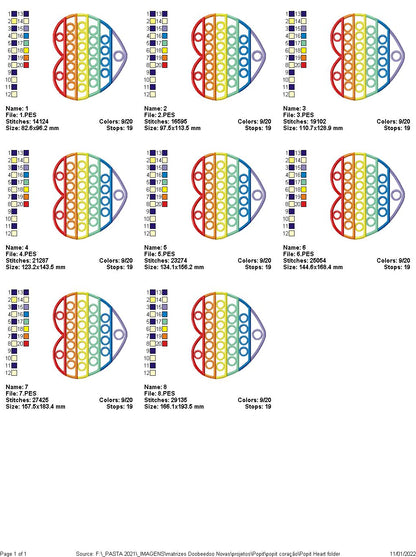 Heart Pop It  - Applique - Machine Embroidery Design