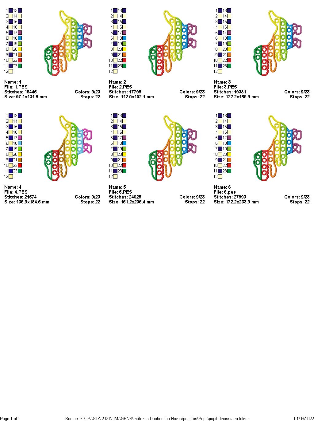 Dinosaur Pop It - ITH Project - Machine Embroidery Design