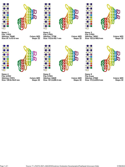 Dinosaur Pop It - ITH Project - Machine Embroidery Design