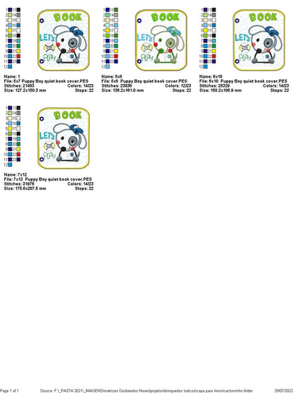 Puppy Boy Sensory Book Cover - ITH Project - Machine Embroidery Design