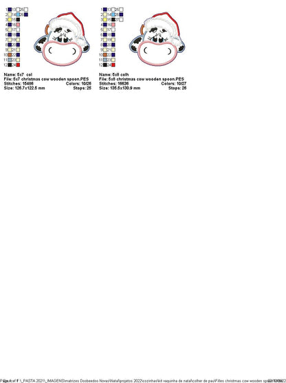 Christmas Cow for Wooden Spoon - ITH Project - Machine Embroidery Design