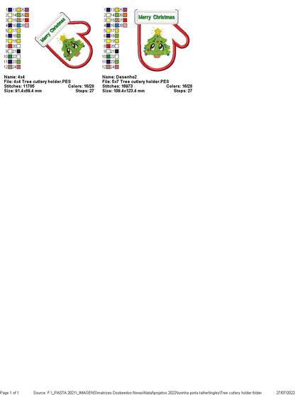 Tree Cutlery Holder - ITH Project - Machine Embroidery Design