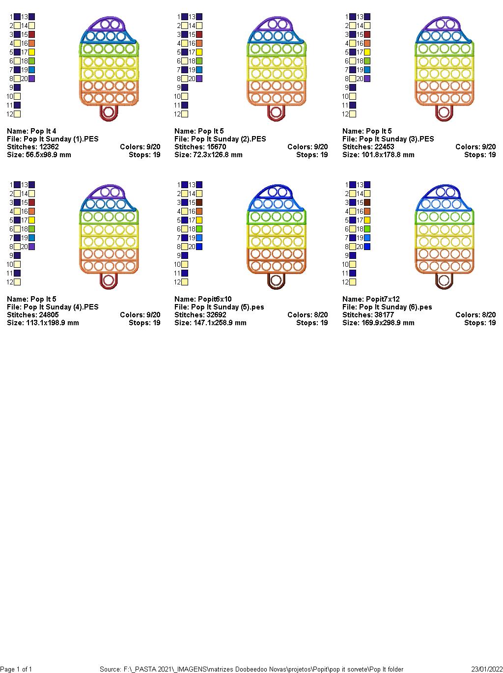 Pop It Set of 4 Designs - Applique - Machine Embroidery Design