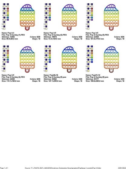 Pop It Set of 4 Designs - Applique - Machine Embroidery Design