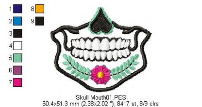 Mexican Skull for Face Masks and Scarfs 3 - Applique