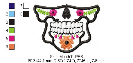 Mexican Skull for Face Masks and Scarfs 1 - Applique