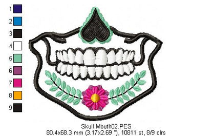 Mexican Skull for Face Masks and Scarfs 3 - Applique