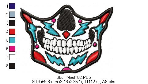 Mexican Skull for Face Masks and Scarfs 2 - Applique