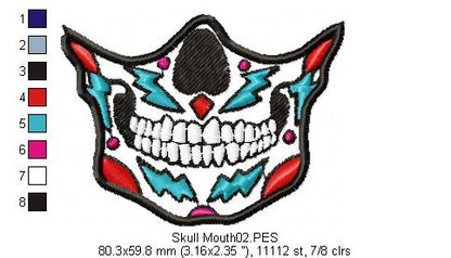 Mexican Skull for Face Masks and Scarfs 2 - Applique