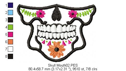 Mexican Skull for Face Masks and Scarfs 1 - Applique