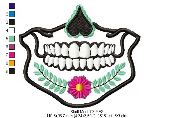Mexican Skull for Face Masks and Scarfs 3 - Applique