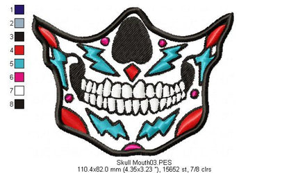 Mexican Skull for Face Masks and Scarfs 2 - Applique