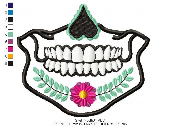Mexican Skull for Face Masks and Scarfs - Applique
