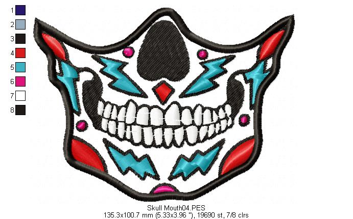 Mexican Skull for Face Masks and Scarfs 2 - Applique