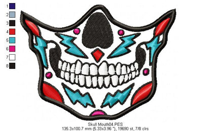 Mexican Skull for Face Masks and Scarfs 2 - Applique