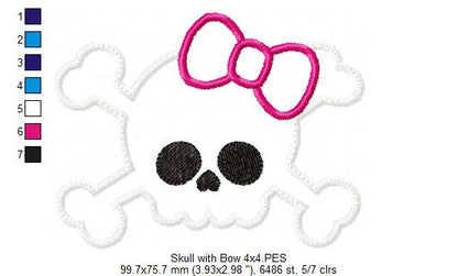 Skull with Bow - Applique