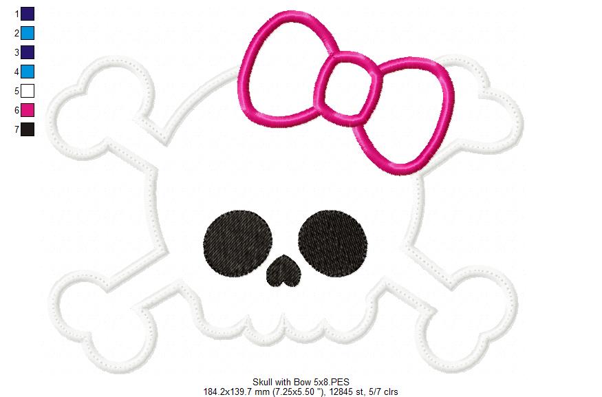 Skull with Bow - Applique