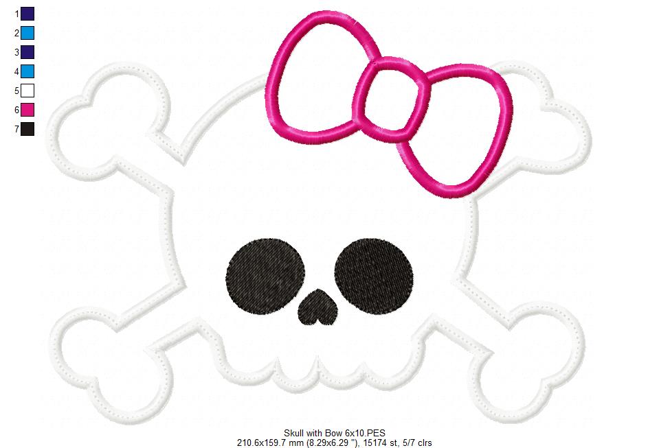 Skull with Bow - Applique